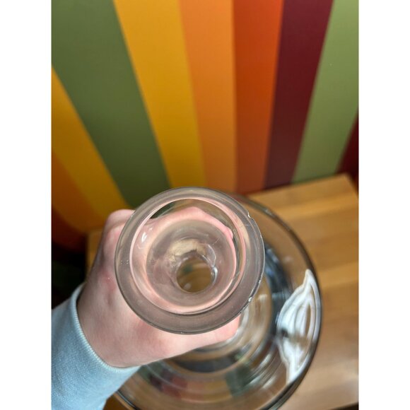 heavy clear glass decanter whisky alcohol bar cart MCM - tiny chips - Picture 3 of 8